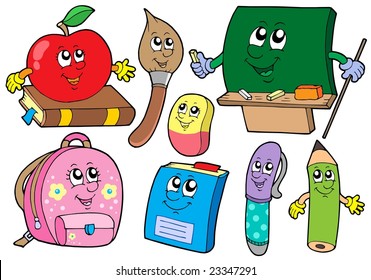 Cartoon school illustrations collections - vector illustration.