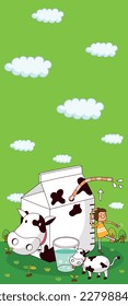 The cartoon school student standing at the school gate, with his vertical illustrations, guides students' dreams and helps them learn.