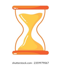 Cartoon school supplies. Glass hourglass with falling sand. Vector illustration