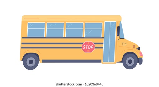 Ilustración del vector del bus amarillo de la escuela de dibujos animados