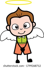 Cartoon Schoolboy in Angel Costume Character Design Illustration