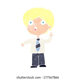 cartoon schoolboy answering question