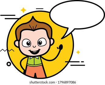 Cartoon Schoolboy mit Chat Bubble Character Design Illustration