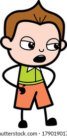 Escolar de dibujos animados discutiendo la ilustración del vector