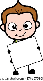 Cartoon Schoolboy holding a banner Character Design Illustration