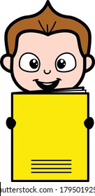 Cartoon Schoolboy holding a paper banner Character Design Illustration