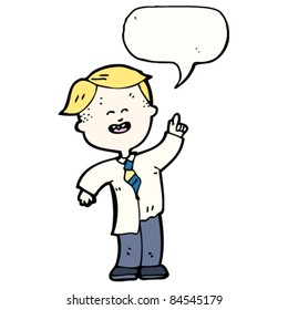 cartoon schoolboy with raised hand