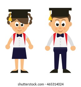 cartoon schoolchildren set