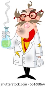 Cartoon scientist after a failed experiment