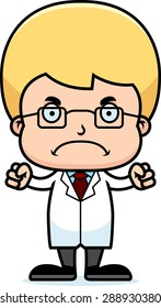 A cartoon scientist boy looking angry.