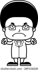 A cartoon scientist boy looking angry.