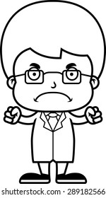 A cartoon scientist boy looking angry.