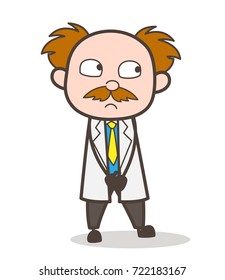 Cartoon Scientist Calm Expression Vector Illustration
