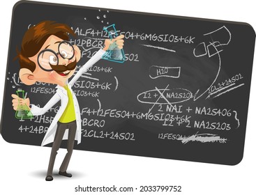 Cartoon Scientist character Making a Discovery vector Illustration 