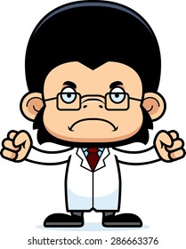 A cartoon scientist chimpanzee looking angry.