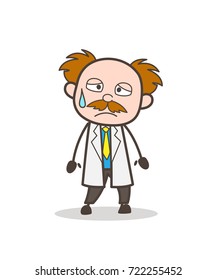 Cartoon Scientist Emotional Face Vector Illustration