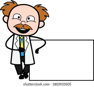 Cartoon Scientist with Empty Banner