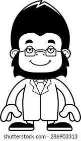 A cartoon scientist gorilla smiling.