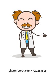 Cartoon Scientist Grimacing Face Vector Illustration