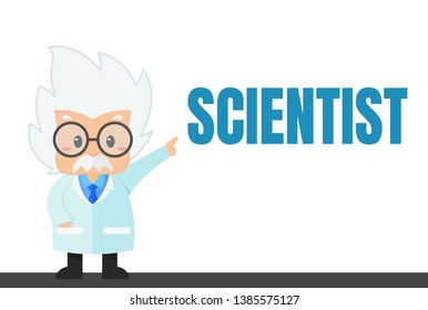 Cartoon scientist in the lab and experiment That looks simple