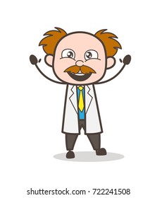 Cartoon Scientist Laughing Face Vector Illustration