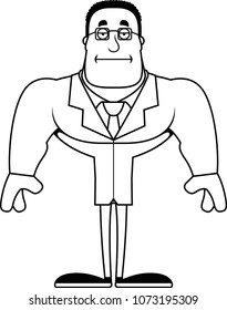 A cartoon scientist looking bored.