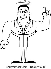 A cartoon scientist looking drunk.