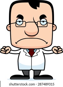 A cartoon scientist man looking angry.