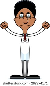 A cartoon scientist man looking angry.