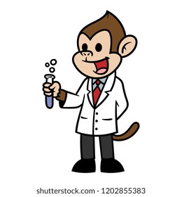 Cartoon Scientist Monkey
