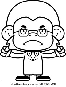 A cartoon scientist monkey looking angry.