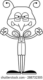 A cartoon scientist mosquito looking angry.