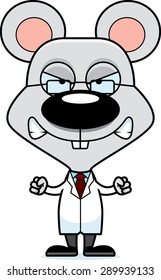 A cartoon scientist mouse looking angry.