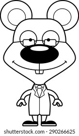 A cartoon scientist mouse smiling.