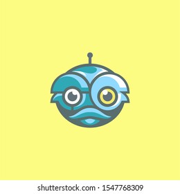 Cartoon Scientist Robot Technology Logo