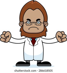 A cartoon scientist sasquatch looking angry.
