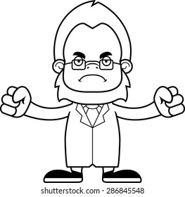 A cartoon scientist sasquatch looking angry.