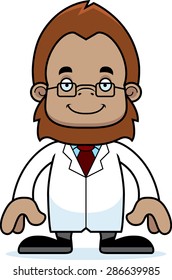 A cartoon scientist sasquatch smiling.