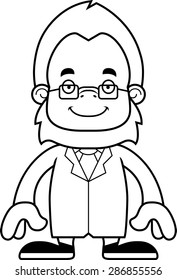 A cartoon scientist sasquatch smiling.
