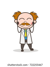 Cartoon Scientist Shy Face Vector Illustration