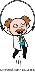Cartoon Scientist Skipping Rope Character Design Illustration