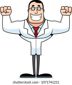 A cartoon scientist smiling.