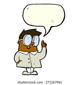 cartoon scientist with speech bubble
