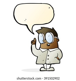 cartoon scientist with speech bubble