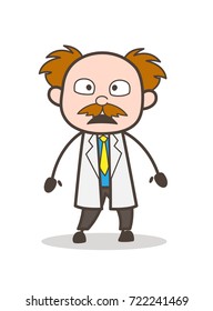 Cartoon Scientist Surprised Face Vector Illustration
