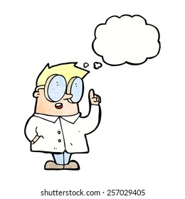 cartoon scientist with thought bubble