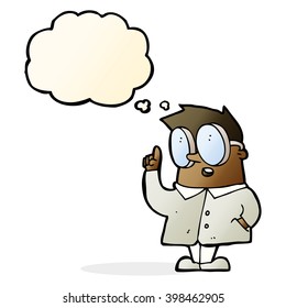 cartoon scientist with thought bubble