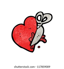 tijeras de dibujos animados cortando el corazón