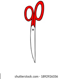 Cartoon scissors icon in simple modern style vector illustration.