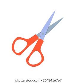 Cartoon scissors with orange handles and blue blades in vector style.
Perfect for kids’ crafts, school illustrations, and DIY designs.